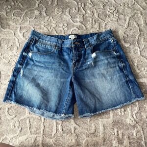 J. Crew Distressed Denim Shorts Blue Frayed Hem Womens Size 29